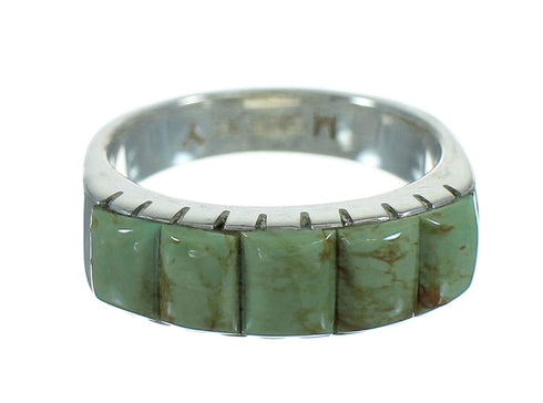 Turquoise Inlay Sterling Silver Ring Size 8-1/2 AX84991